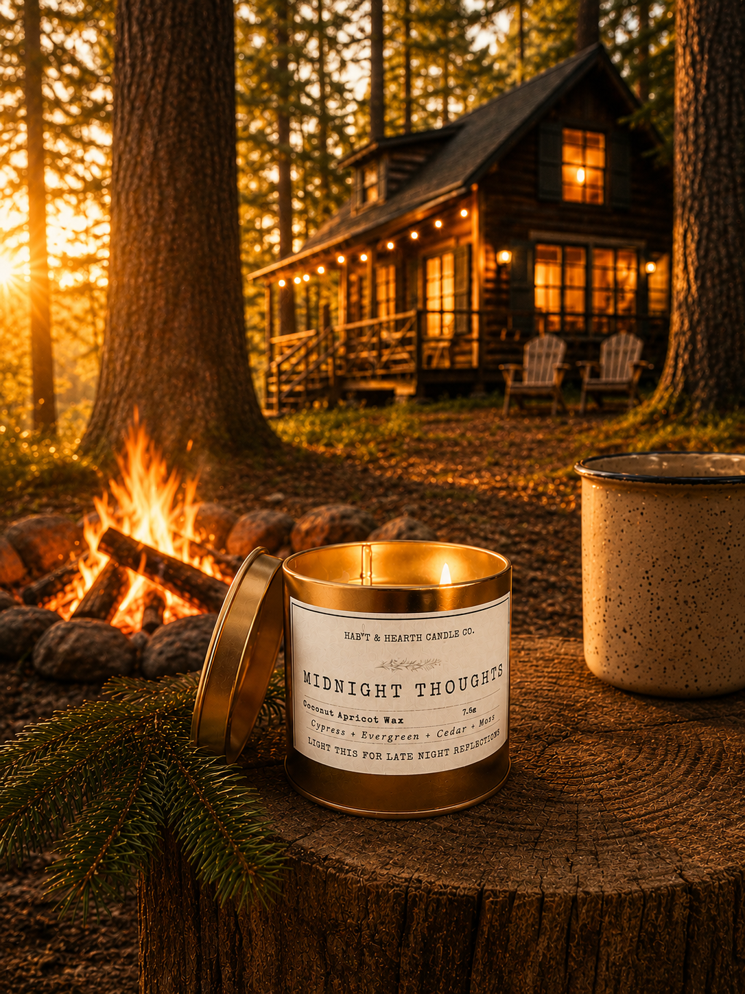 Midnight Thoughts (Copper Tin) 7.5oz Cypress + Evergreen + Cedar + Moss