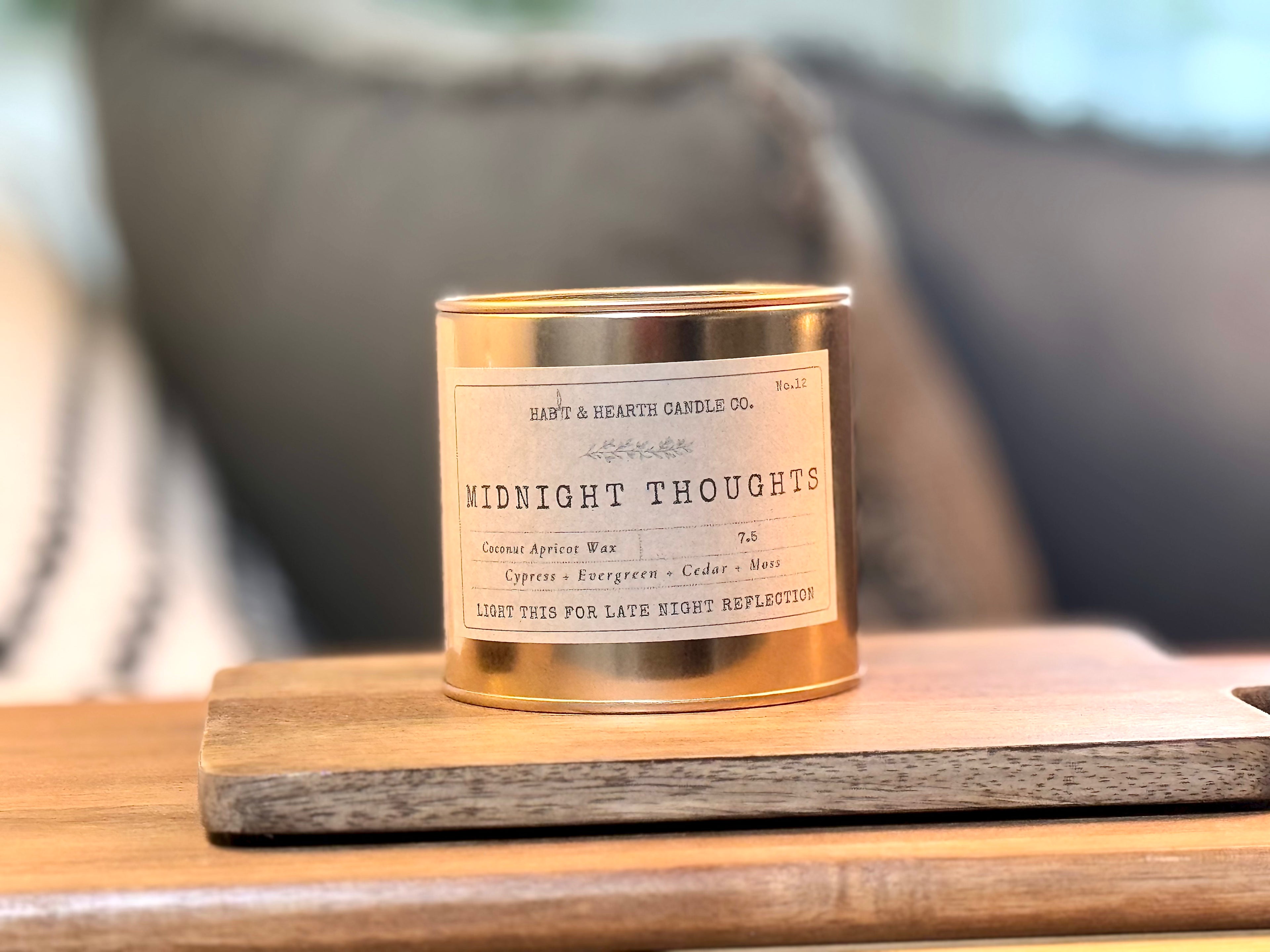 Midnight Thoughts (Copper Tin) 7.5oz Cypress + Evergreen + Cedar + Moss