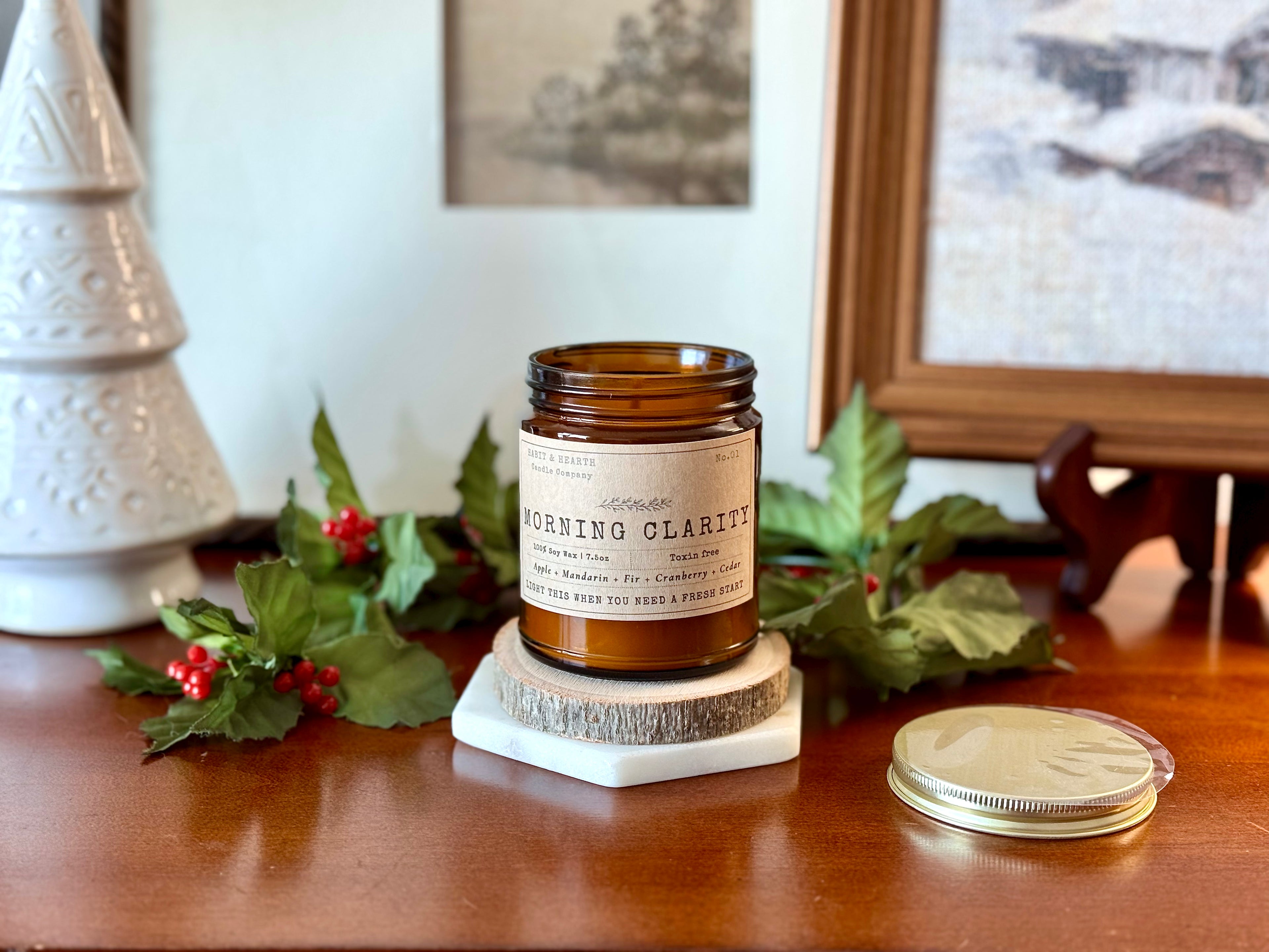 Morning Clarity (Amber Jar) - Apple + Mandarin + Fir + Cranberry + Cedar