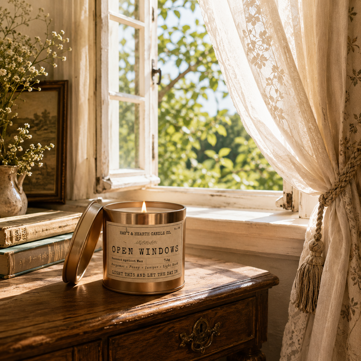 Open Windows 7.5 oz (Copper Tin) Bergamot + Peony + Juniper + Light Musk