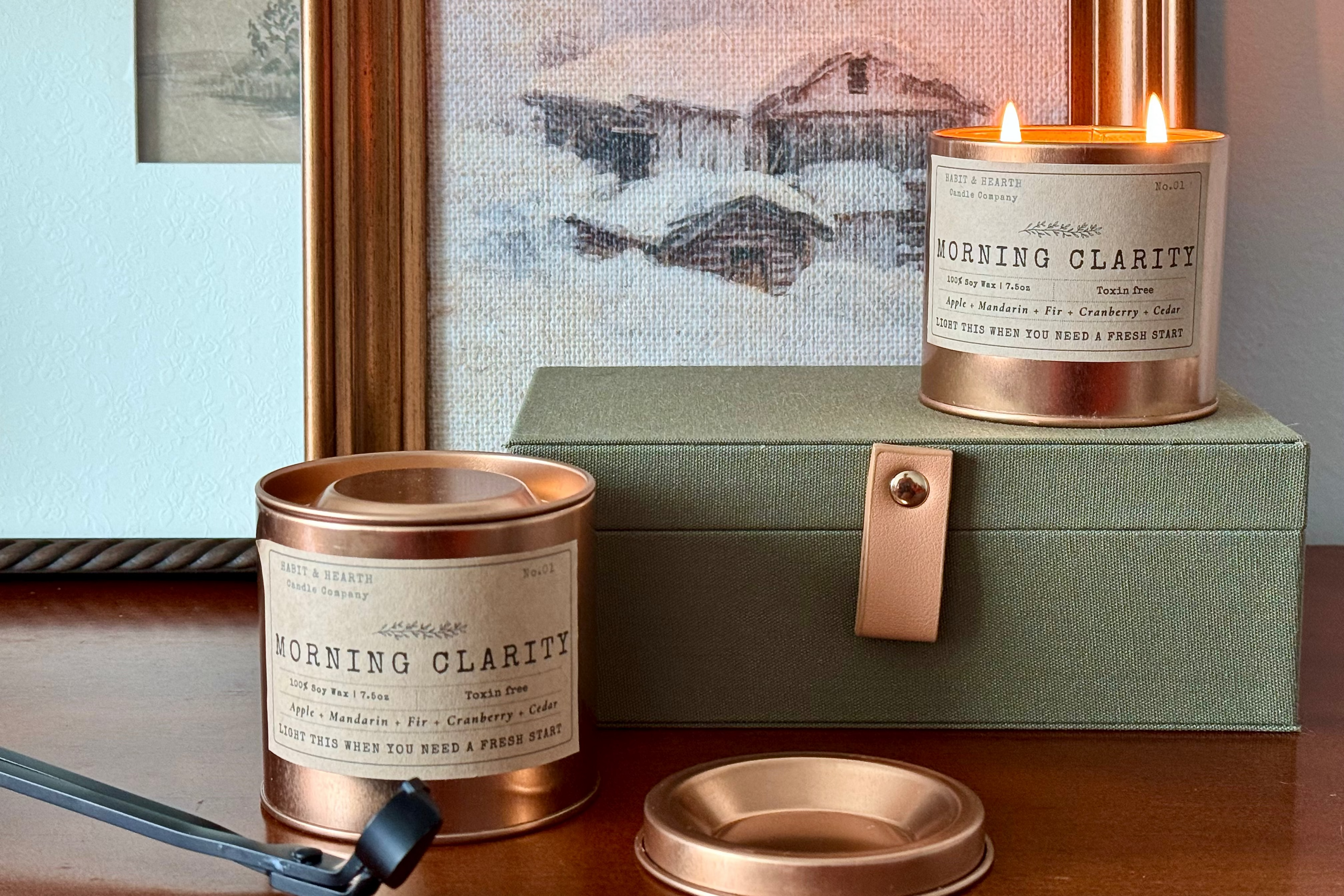 Morning Clarity (Copper Tin) - 7.5oz - Apple + Mandarin + Fir + Cranberry + Cedar