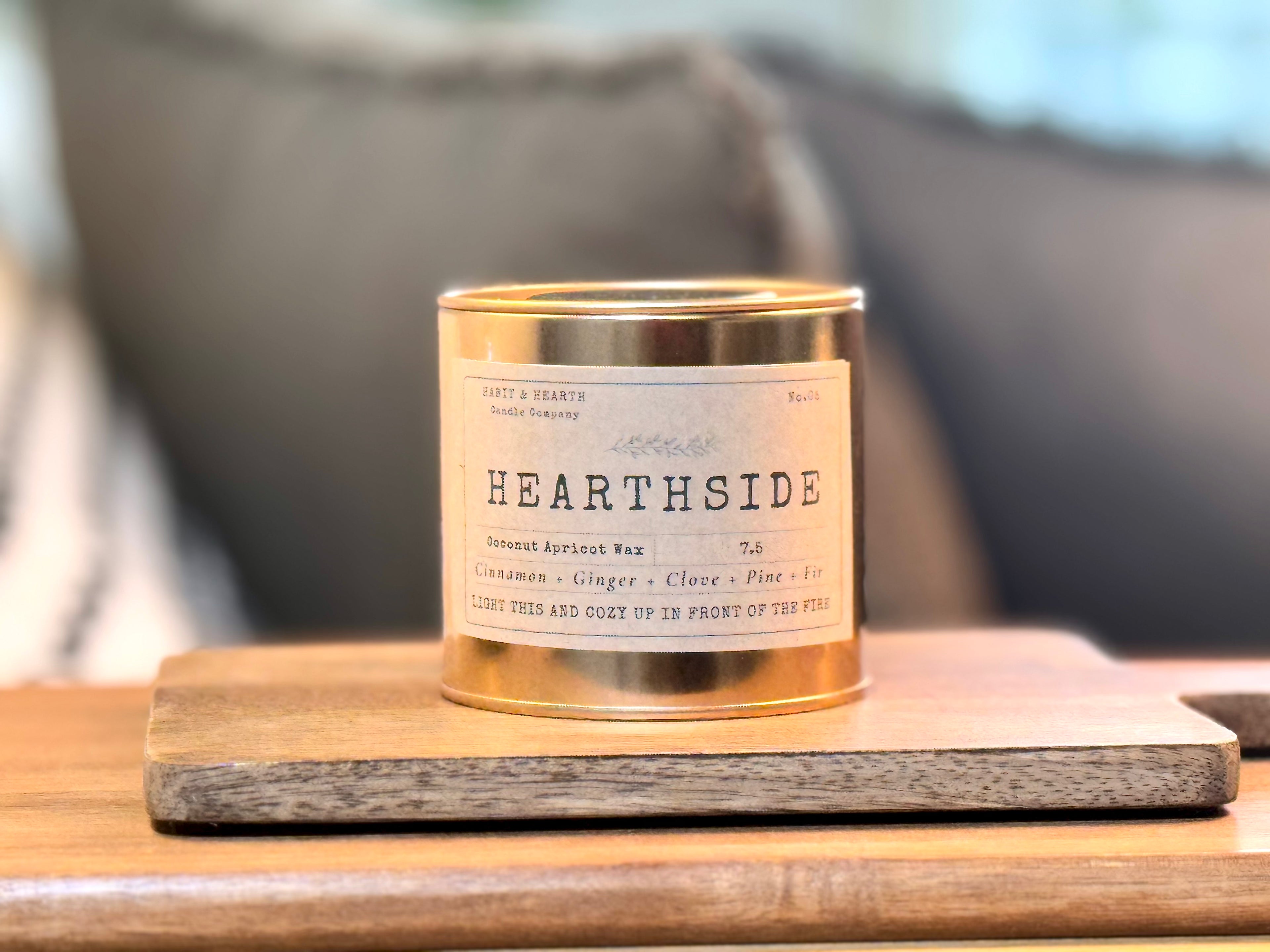 Hearthside (Copper Tin) 7.5oz Cinnamon + Ginger + Clove + Pine + Fir