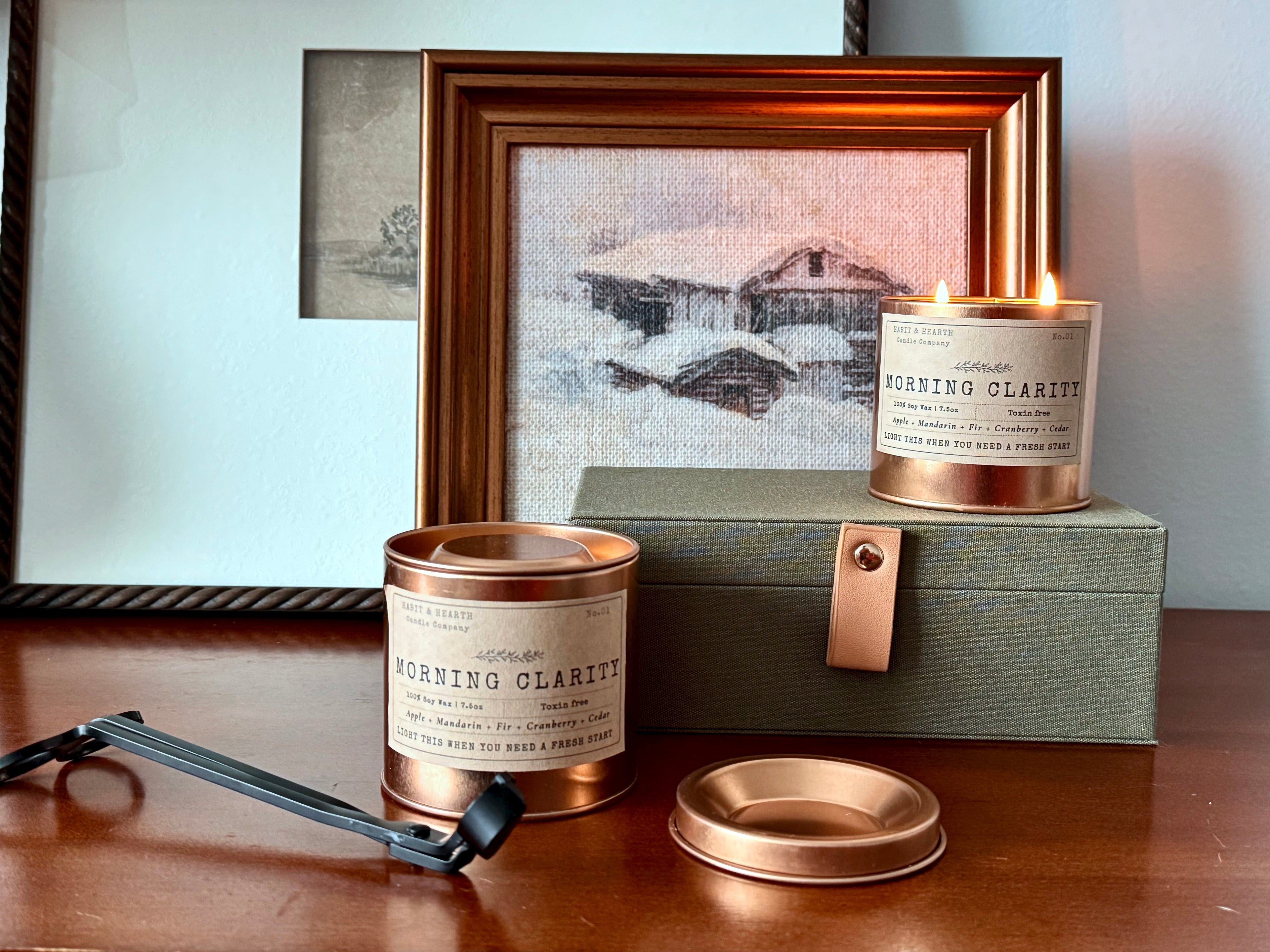 Morning Clarity (Copper Tin) - 7.5oz - Apple + Mandarin + Fir + Cranberry + Cedar