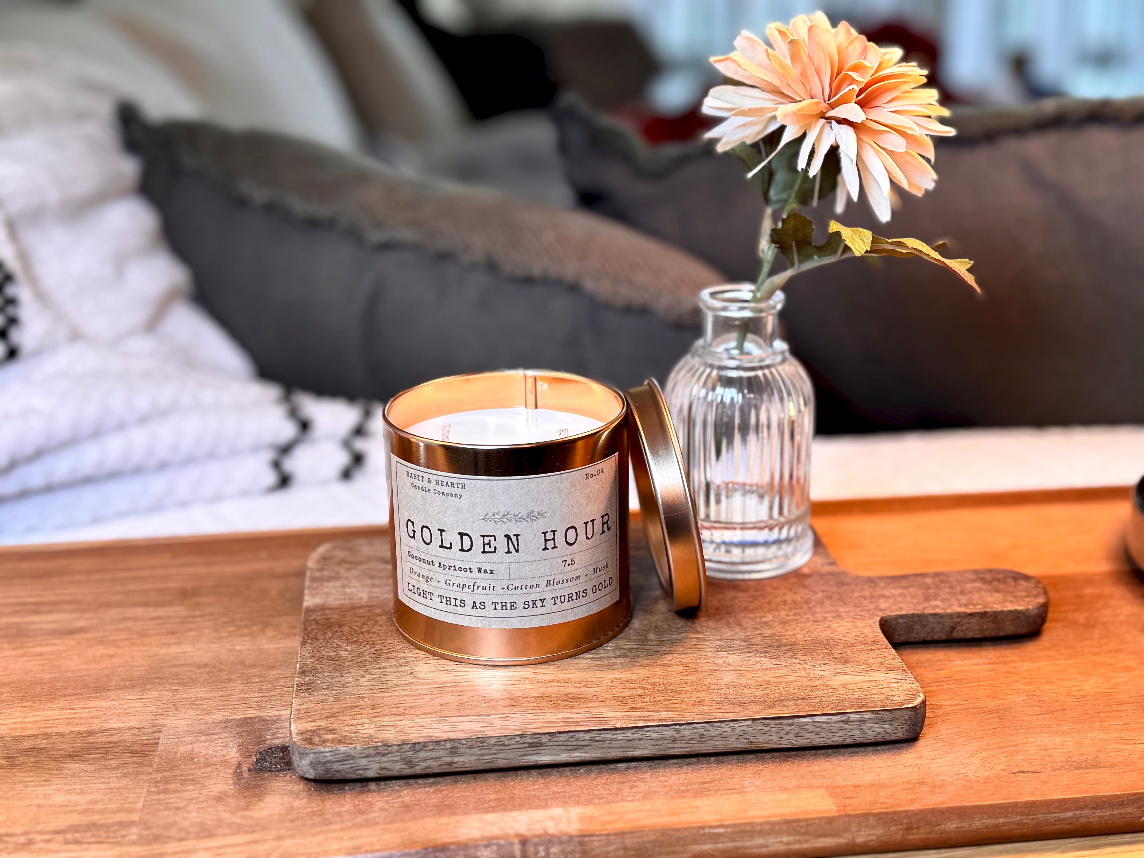 Golden Hour (Copper Tin) 7.5oz Orange + Grapefruit +Cotton Blossom + Musk