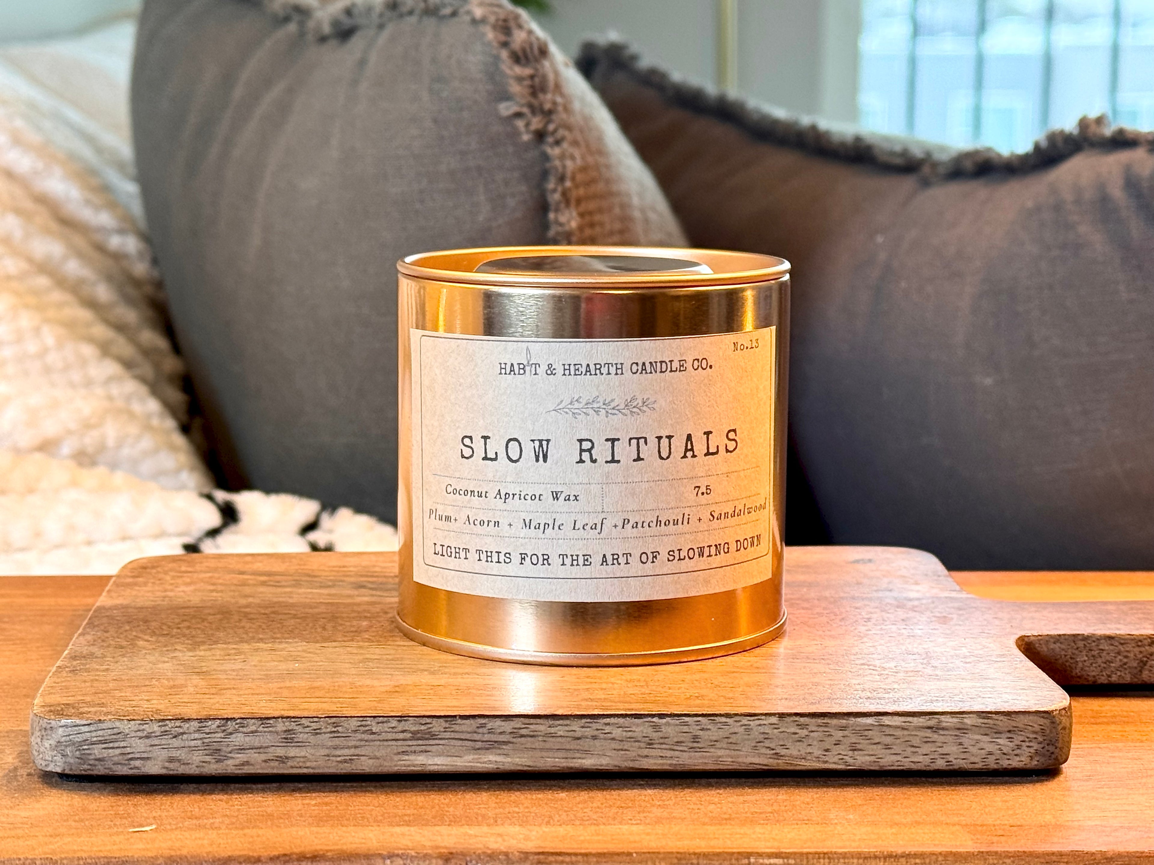Slow Rituals (Copper Tin) 7.5oz Plum+ Acorn + Maple Leaf +Patchouli + Sandalwood