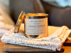 Fresh Linen (Copper Tin) 7.5oz  Lemon + Cotton Blossom + Linen + Sandalwood + Powder