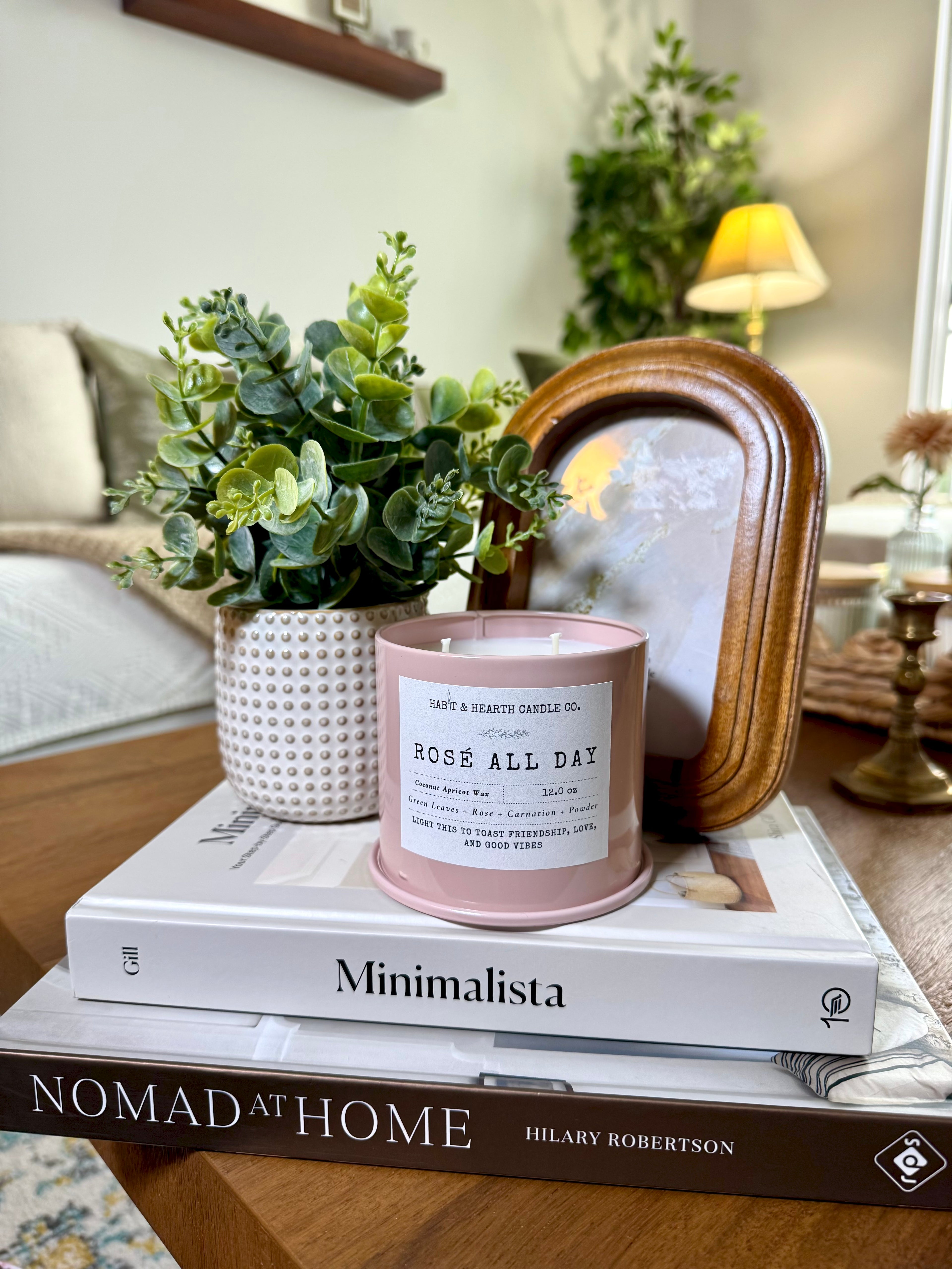 Rosé All Day (Pink Tin) 12.0oz Green Leaves + Rose + Carnation + Powder