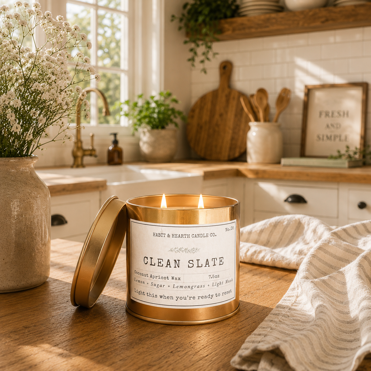Clean Slate 7.5 oz (Copper Tin) Lemon + Sugar + Lemongrass + Light Musk
