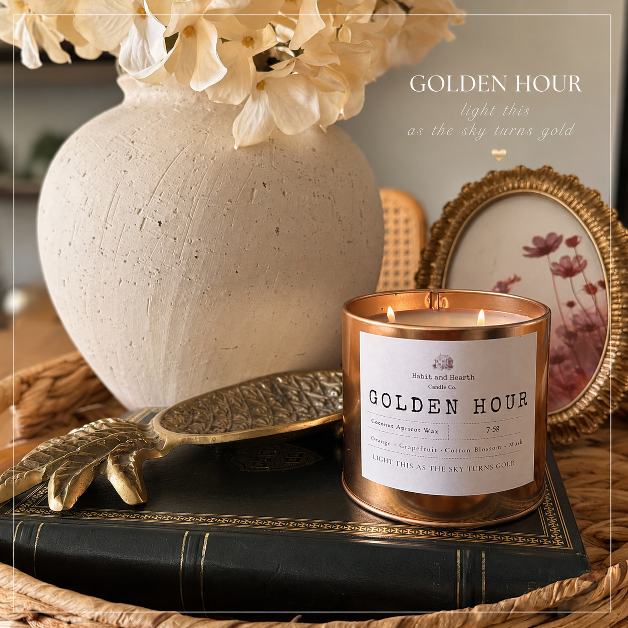 Golden Hour (Copper Tin) 7.5oz Orange + Grapefruit +Cotton Blossom + Musk
